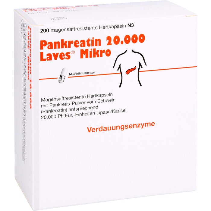 Pankreatin 20.000 Laves Mikro Hartkapseln Verdauungsenzyme, 200 pc Capsules