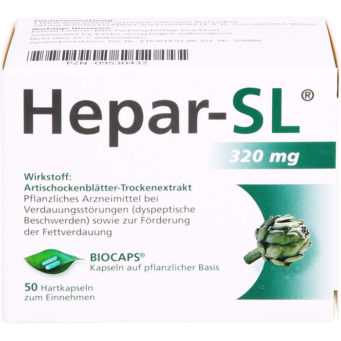 Hepar-SL 320 mg Kapseln auf pflanzlicher Basis bei Verdauungsstörungen, 50 pc Capsules