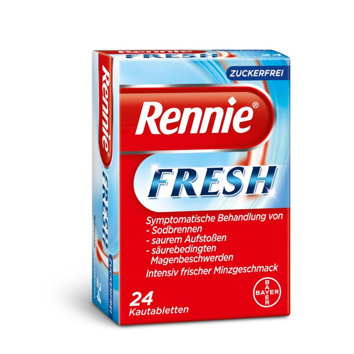 Rennie Fresh zuckerfrei Kautabletten bei Sodbrennen, 24 St. Tabletten