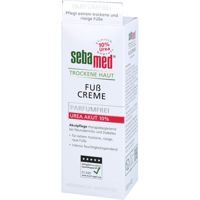 sebamed parfümfreie Fußcreme Urea 10% für trockene Haut, 100 ml Crème