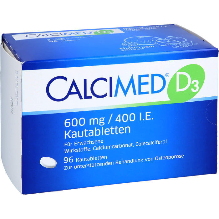 CALCIMED D3 600 mg/ 400 I.E. Kautabletten bei Osteoporose, 96 pc Tablettes