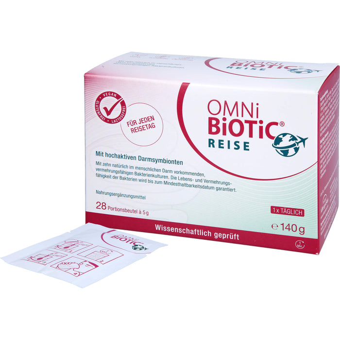 OMNi-BiOTiC Reise mit aktiven und vermehrungsfähigen Darmsymbionten für Reisen, 28 pc Sachets