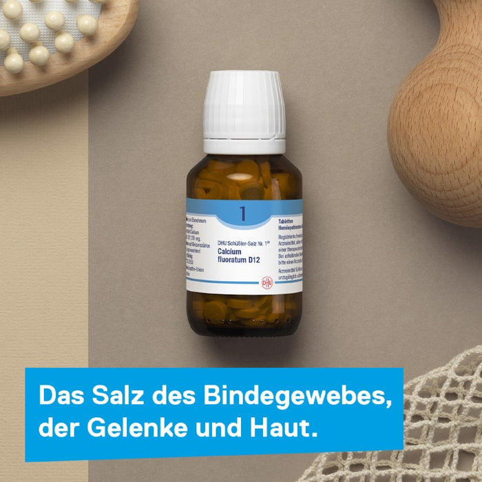 DHU Schüßler-Salz Nr. 1 Calcium fluoratum D6 – Das Mineralsalz des Bindegewebes, der Gelenke und Haut – das Original – umweltfreundlich im Arzneiglas, 80 pcs. Tablets