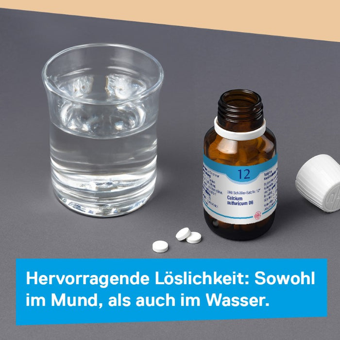 DHU Schüßler-Salz Nr. 12 Calcium sulfuricum D6 – Das Mineralsalz der Gelenke – das Original – umweltfreundlich im Arzneiglas, 200 St. Tabletten