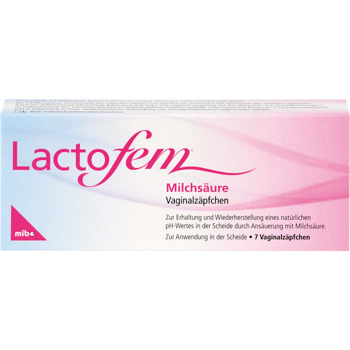 Lactofem Milchsäure Vaginalzäpfchen zur Erhaltung und Wiederherstellung eines natürlichen pH-Wertes in der Scheide, 7 pcs. Suppositories