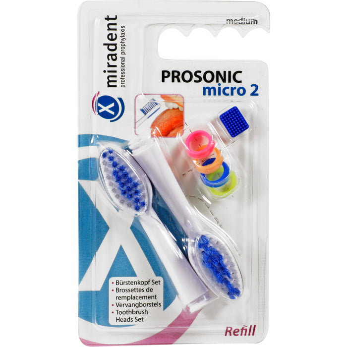 miradent Prosonic Micro 2 Schallzahnbürstenkopf Set, 1 pc Ensemble