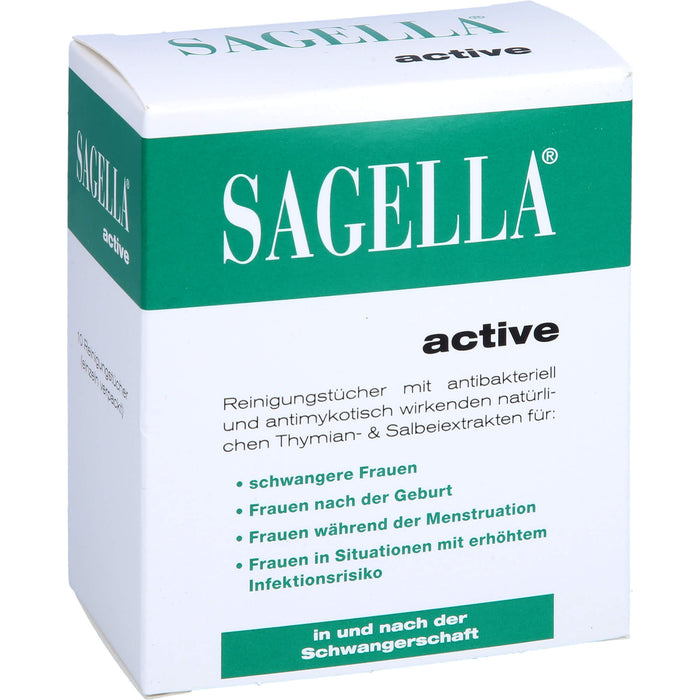 SAGELLA active Reinigungstücher in und nach der Schwangerschaft, 10 pc Tissus