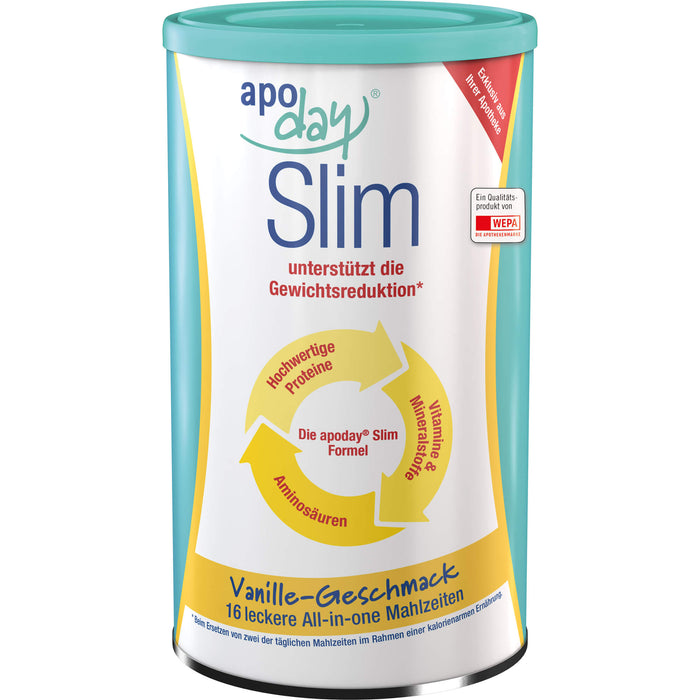 apoday Slim Pulver mit Vanillegeschmack unterstützt die Gewichtsreduktion, 450 g Poudre