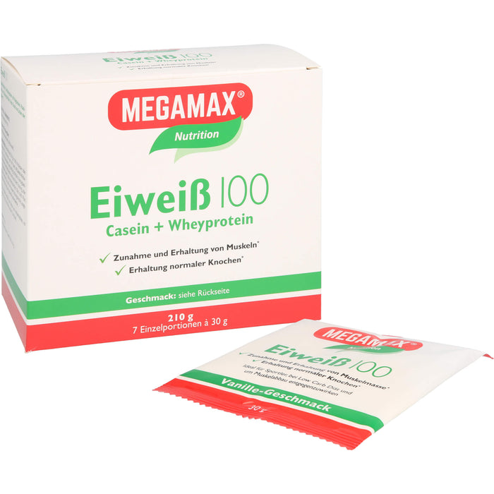 MEGAMAX Nutrition Eiweiß 100 Pulver Vanille-Geschmack, 210 g Poudre