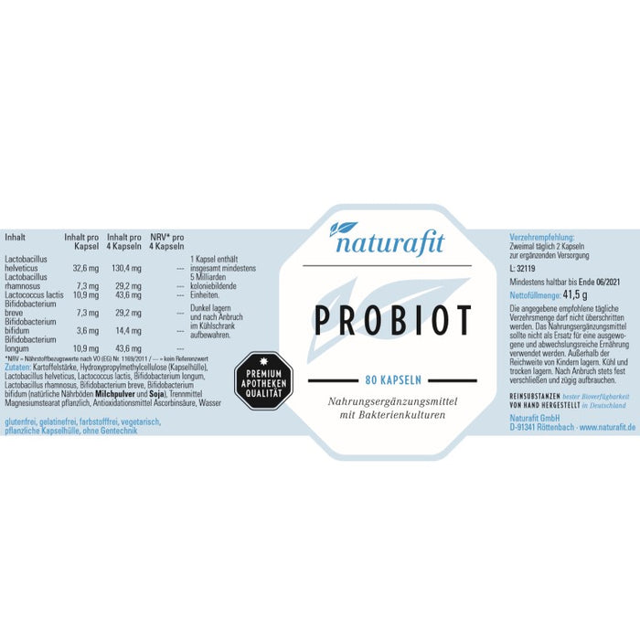 naturafit Probiot Kapseln, 80 pc Capsules