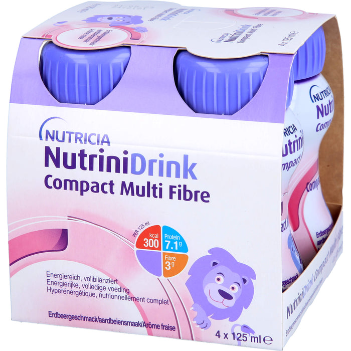 Nutrini Drink Compact Multi Fibre Erdbeere Trinknahrung, 4 pc Bouteilles