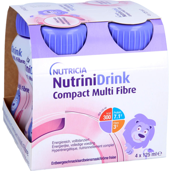 Nutrini Drink Compact Multi Fibre Erdbeere Trinknahrung, 4 pcs. Bottles