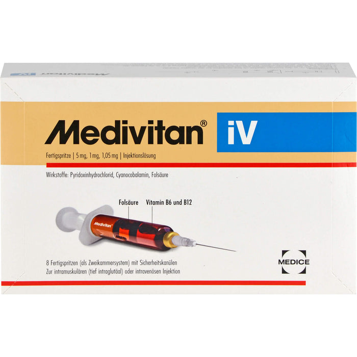 Medivitan iV Fertigspritze 4,11 mg, 1 mg, 1,05 mg Injektionslösung zur intramuskulären oder intravenösen Anwendung, 8 St. Lösung