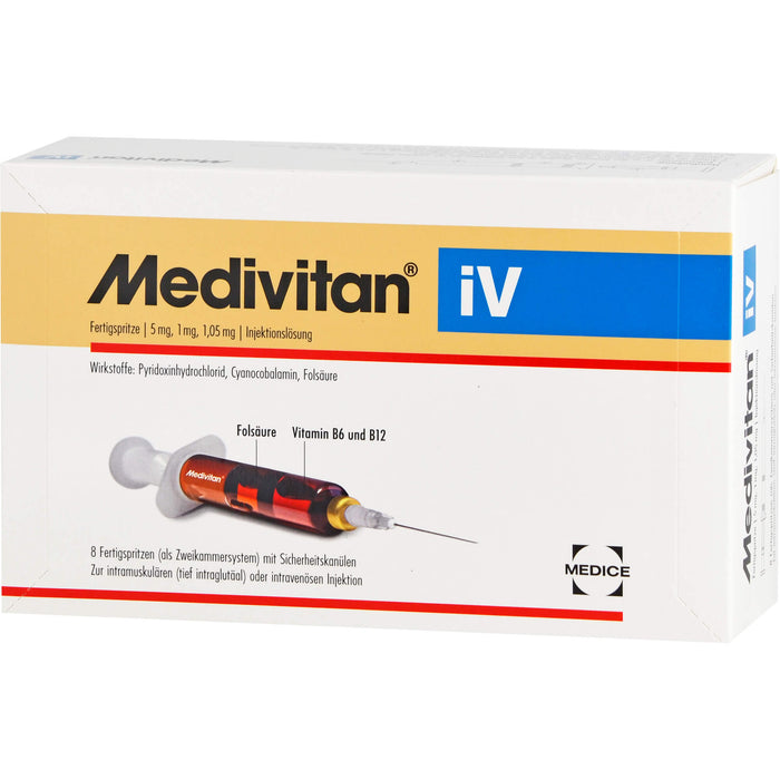 Medivitan iV Fertigspritze 4,11 mg, 1 mg, 1,05 mg Injektionslösung zur intramuskulären oder intravenösen Anwendung, 8 St. Lösung