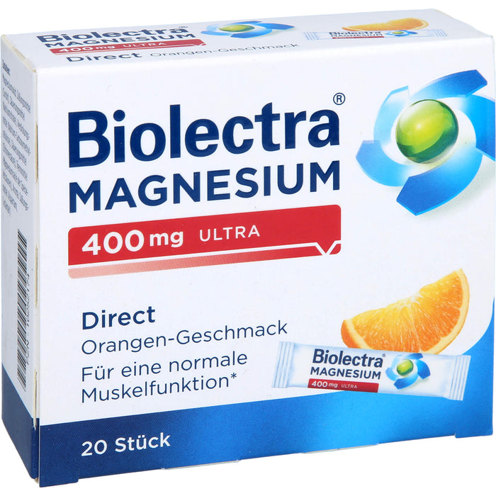 Biolectra Magnesium 400 mg ultra direct Orangengeschmack, 20 St. Beutel