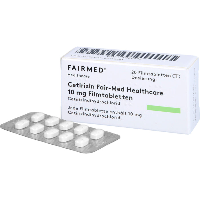 Cetirizin Fair-Med Healthcare 10 mg Filmtabletten bei Allergien, 20 pc Tablettes