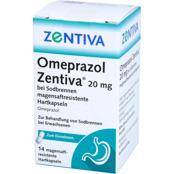 Omeprazol Zentiva 20 mg bei Sodbrennen magensaftresistente Hartkapseln, 14 St. Kapseln