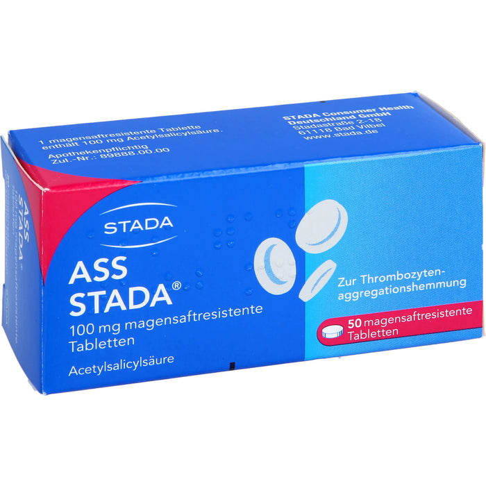 ASS STADA 100 mg magensaftresistente Tabletten zur Thrombozytenaggregationshemmung, 50 pcs. Tablets