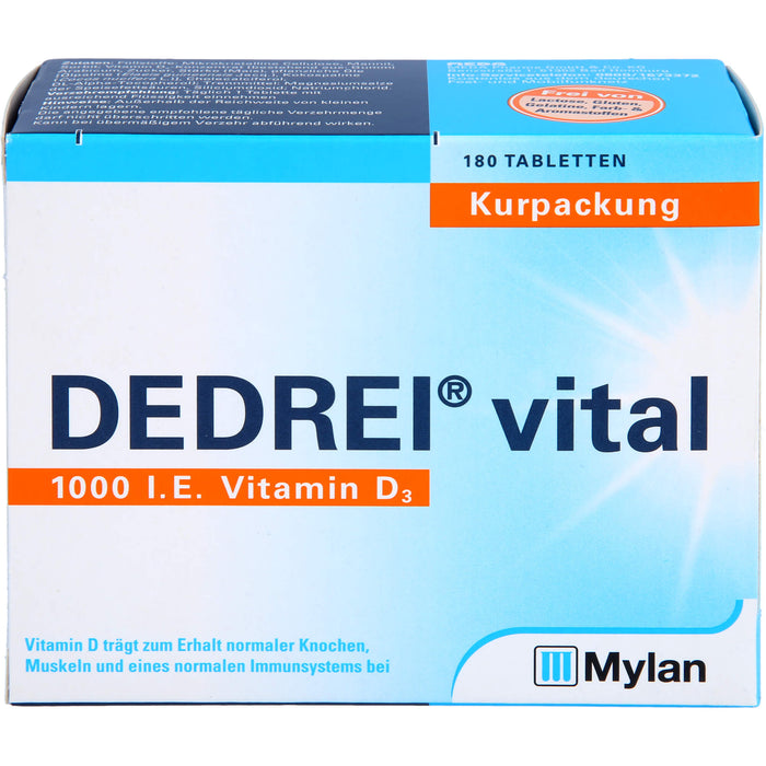 DEDREI vital 1.000 I.E. Vitamin D3 Tabletten Kurpackung, 180 pcs. Tablets