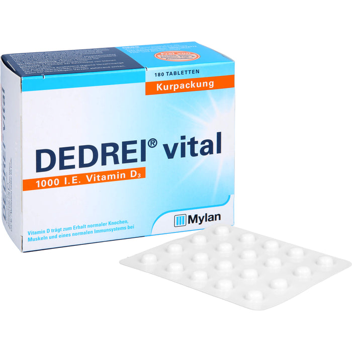 DEDREI vital 1.000 I.E. Vitamin D3 Tabletten Kurpackung, 180 pc Tablettes