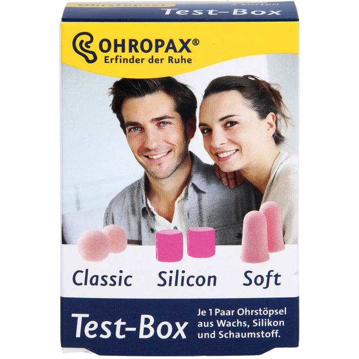 OHROPAX Test-Box je 1 Paar Ohrstöpsel aus Wachs, Silikon und Schaumstoff, 6 pcs. Earplugs