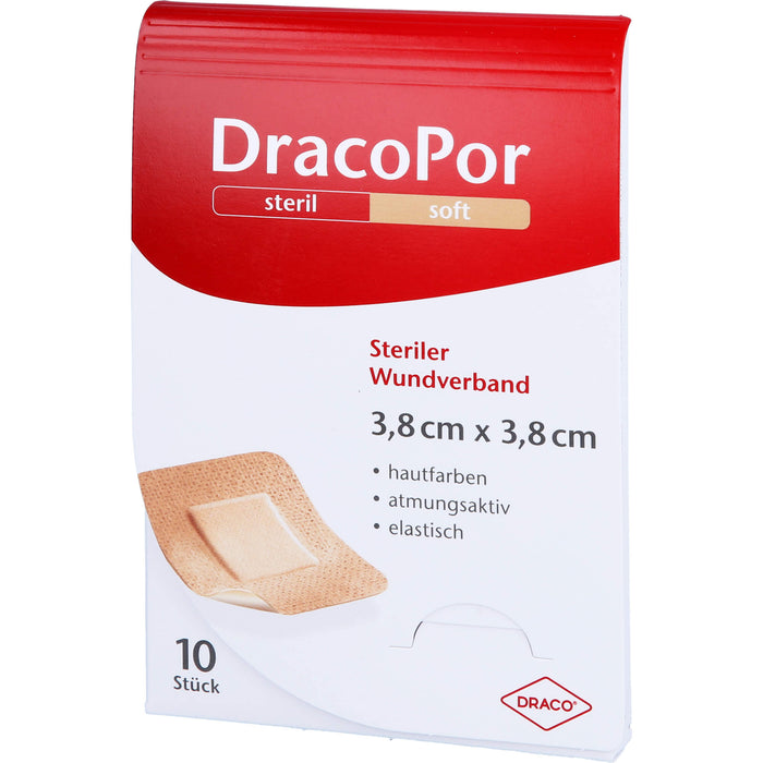 DRACOPOR Wundverband steril 3,8x3,8cm hautfarben, 10 pcs. Patch