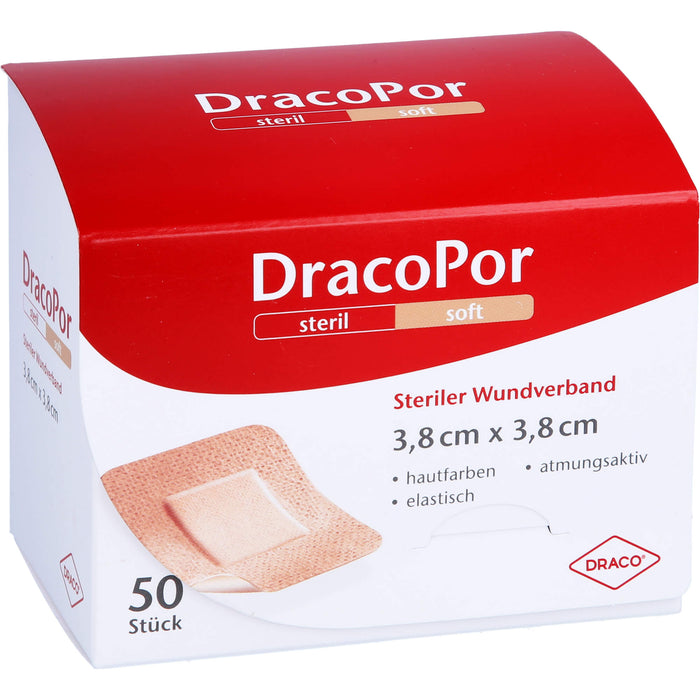 DRACOPOR Wundverband steril 3,8x3,8cm hautfarben, 50 pc Pansement