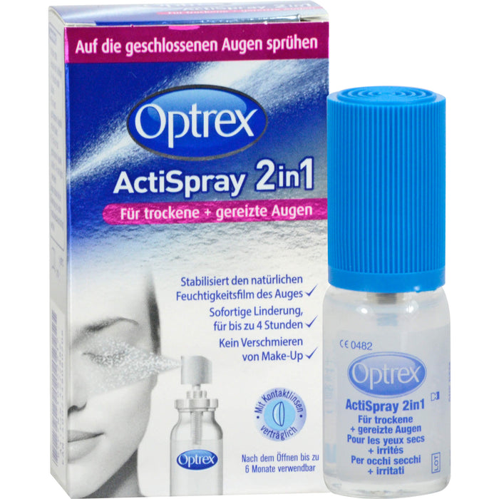 Optrex ActiSpray 2in1 für trockene + gereizte Augen, 10 ml Solution