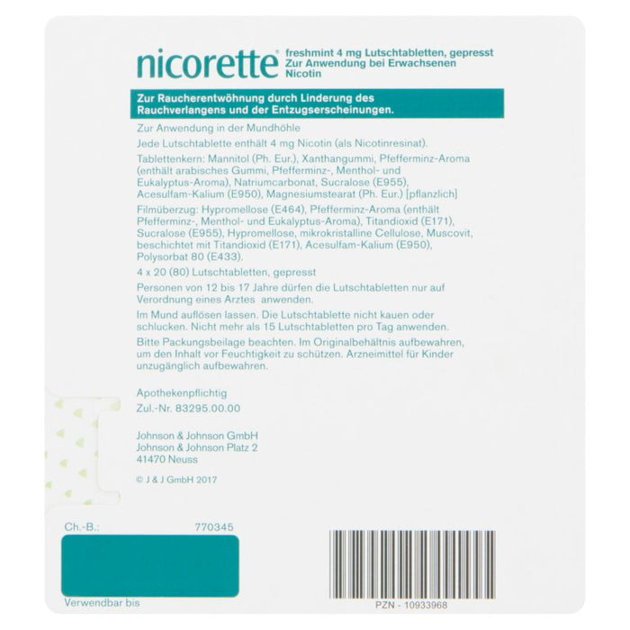 nicorette Lutschtabletten 4 mg Nicotin zuckerfrei, 80 pcs. Tablets