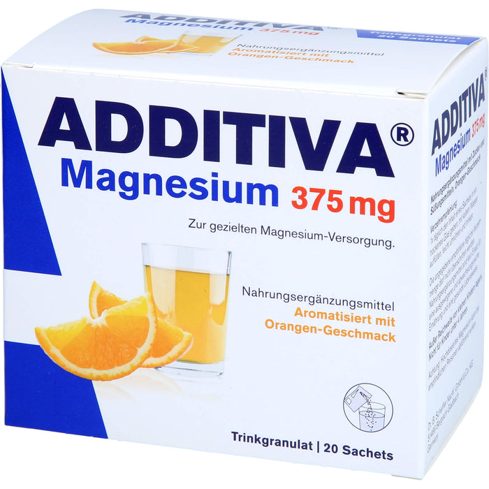 ADDITIVA Magnesium 375 mg Trinkgranulat Orangen-Geschmack, 20 pcs. Sachets