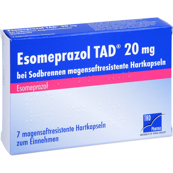 Esomeprazol TAD 20 mg Hartkapseln bei Sodbrennen, 7 St. Kapseln