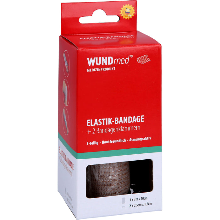 Elastik Bandage 3mx10cm mit Bandageklammern, 1 St BAN