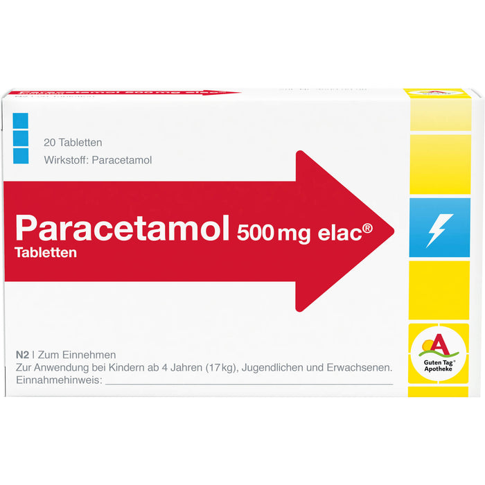 Paracetamol 500 mg elac Tabletten, 20 St. Tabletten