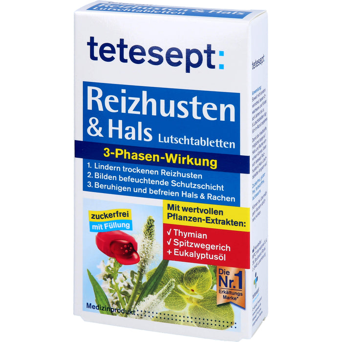 tetesept Reizhusten & Hals Lutschtabletten bei erkältungstypischen Beschwerden wie Husten, Heiserkeit und leichten Halsschmerzen, 20 pc Tablettes