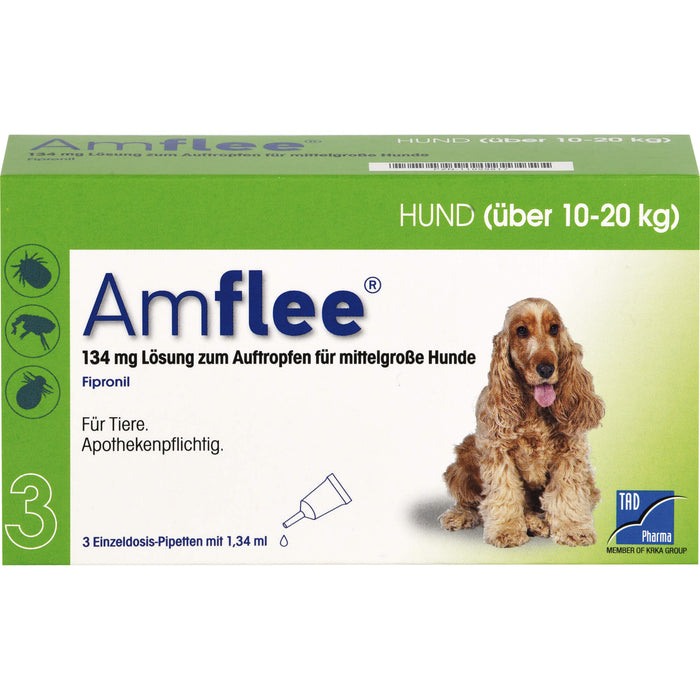 Amflee Lösung für mittelgroße Hunde, 3 pcs. Ampoules