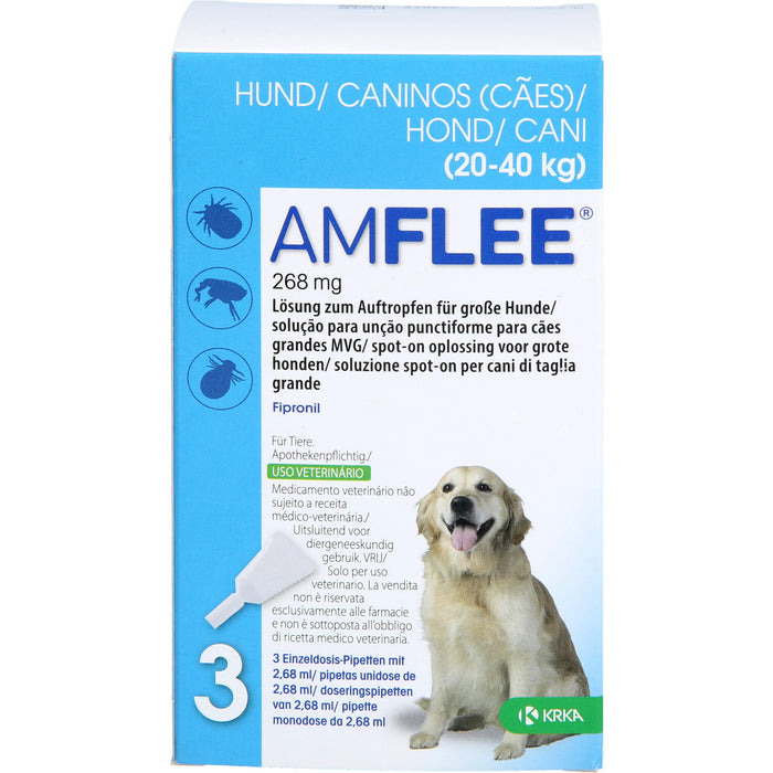 Amflee 268 mg für große Hunde 20-40 kg Lösung, 3 pcs. Single-dose pipettes