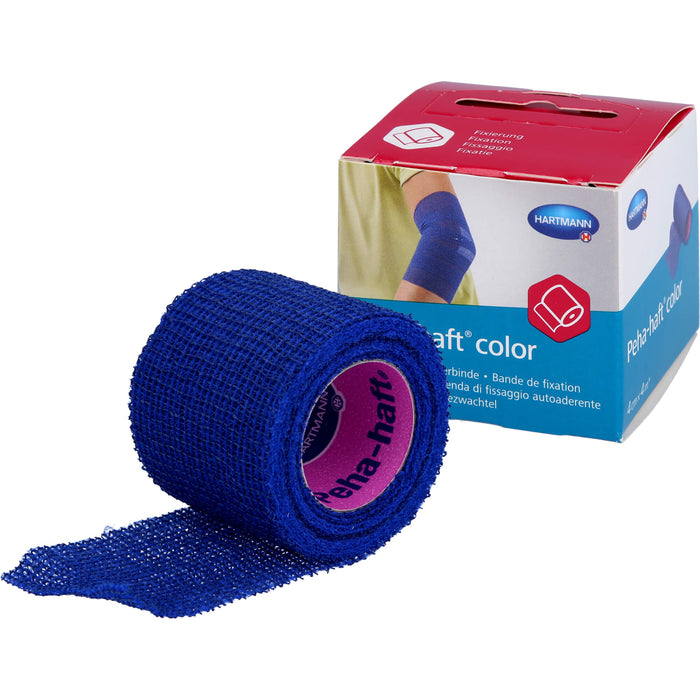 Peha-haft Color Fixierbinde latexfrei 4 cm x 4 m blau, 1 pc Paquet