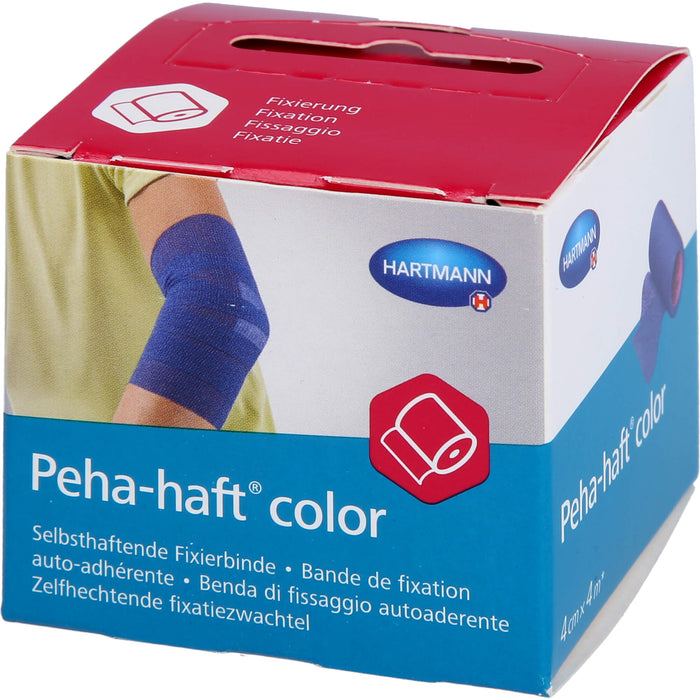 Peha-haft Color Fixierbinde latexfrei 4 cm x 4 m blau, 1 pc Paquet