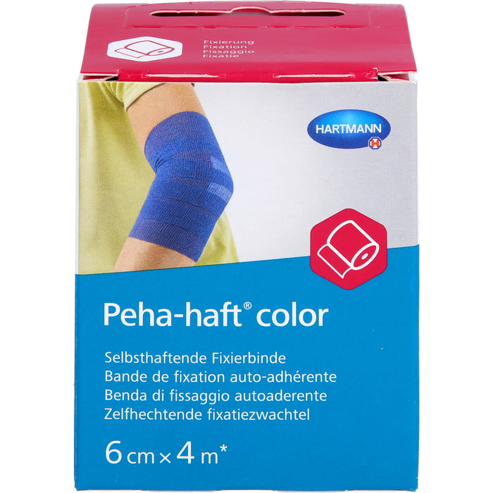 Peha-haft Color Fixierbinde latexfrei 6cmx4m blau, 1 pcs. Bandage