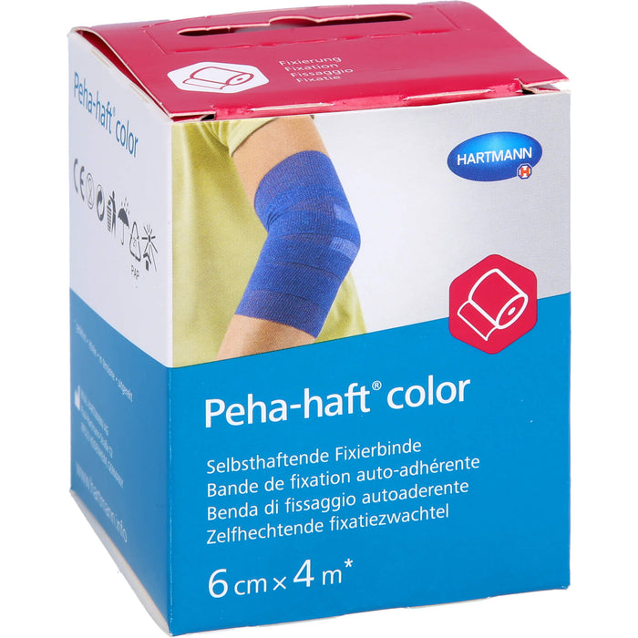 Peha-haft Color Fixierbinde latexfrei 6cmx4m blau, 1 pcs. Bandage