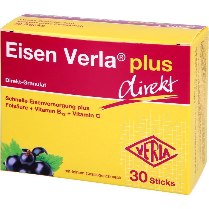 Eisen Verla plus Direkt-Granulat Sticks für gesunde Blutbildung, 30 pc Sachets