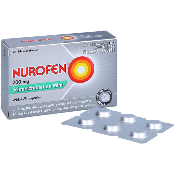 NUROFEN 200 mg Schmelztabletten Mint bei Schmerzen und Fieber, 24 pc Tablettes