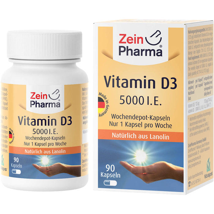 ZeinPharma Vitamin D3 5000 I.E. Wochendepot Kapseln, 90 pc Capsules