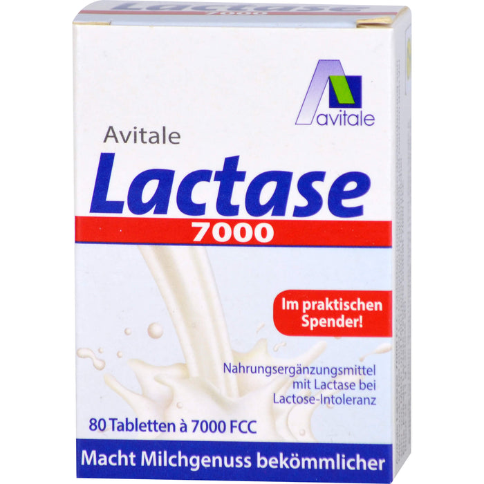 Avitale Lactase 7000 Tabletten bei Lactose-Intoleranz, 80 St. Tabletten