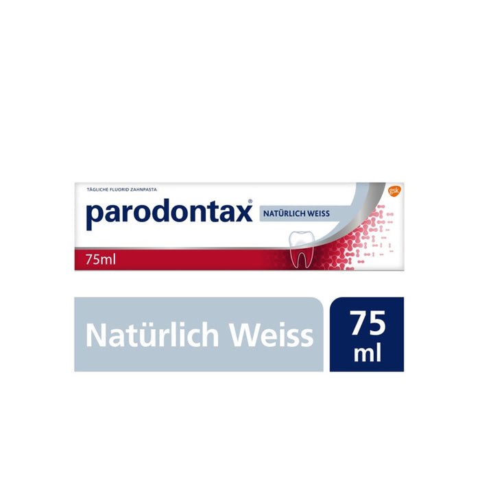 PARODONTAX Natürlich Weiss Zahnpasta bringt das natürliche Weiß zurück und hilft Zahnfleischbluten vorzubeugen, 75 ml Dentifrice