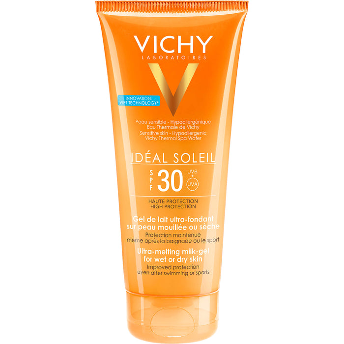 VICHY Idéal Soleil Ultra leichte Gel-Milch für nasse oder trockene Haut SPF 30, 200 ml Creme