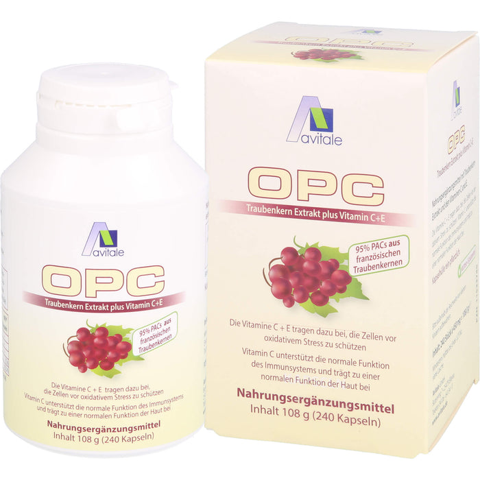 Avitale OPC Traubenkern Extrakt plus Vitamin C+E Kapseln, 240 pcs. Capsules