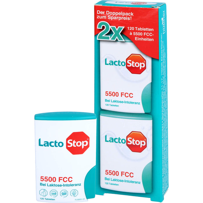 Lactostop 5,500 FCC Tabletten Klickspender bei Lactose-Intoleranz, 240 pc Tablettes