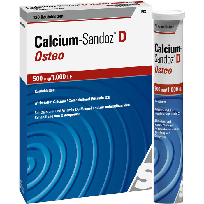 Calcium-Sandoz D Osteo 500 mg/1.000 I.E. Kautabletten, 120 pc Tablettes