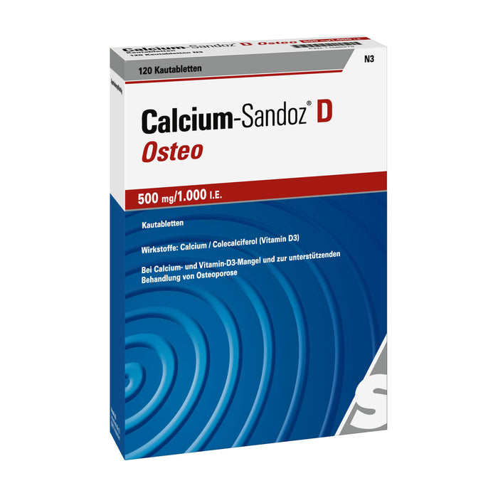 Calcium-Sandoz D Osteo 500 mg/1.000 I.E. Kautabletten, 120 pc Tablettes